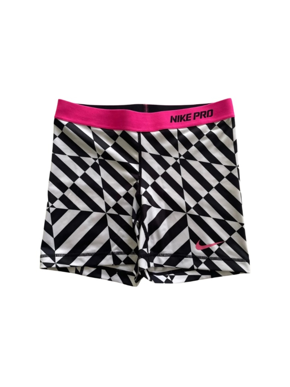 NWOT Nike Pro Fitted Black White Compression Shorts Women M #0063